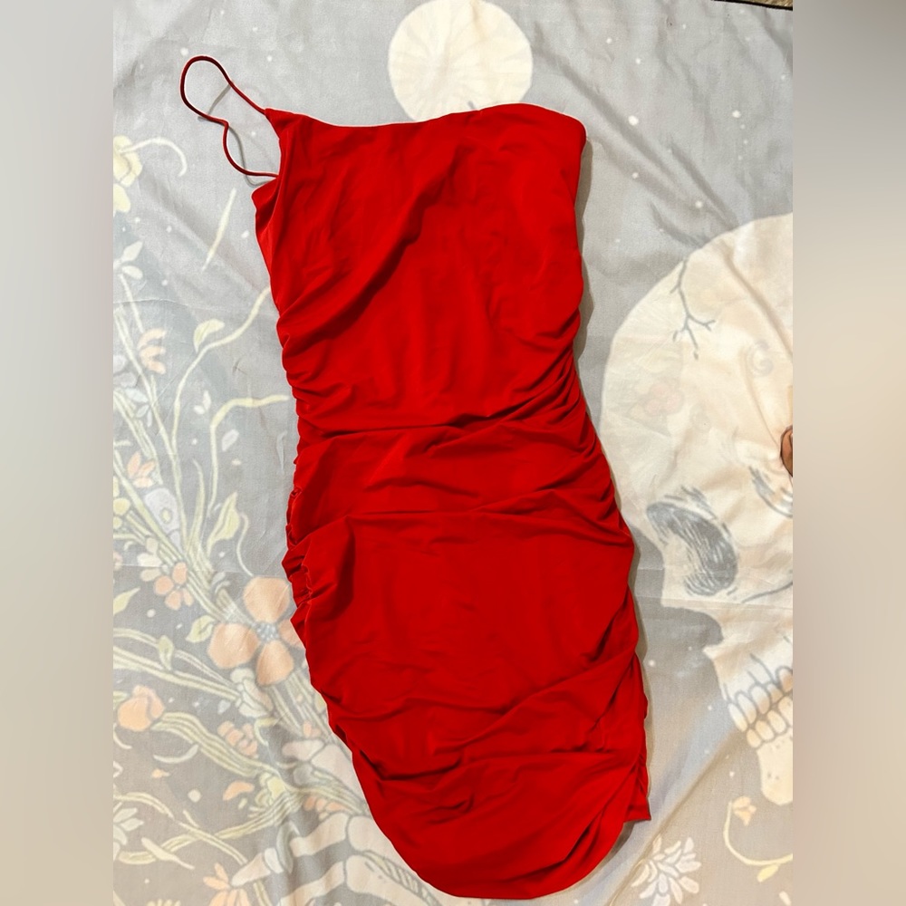 One Strapped, Women’s Red Mini Dress